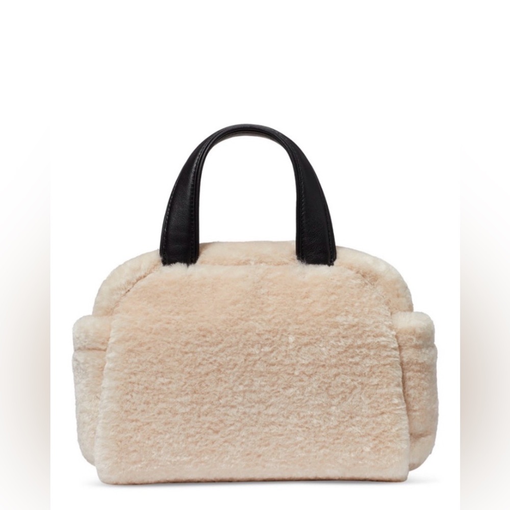 Kate Spade Après Chic Faux Shearling Satchel Cream Black NWT - Picture 2 of 11